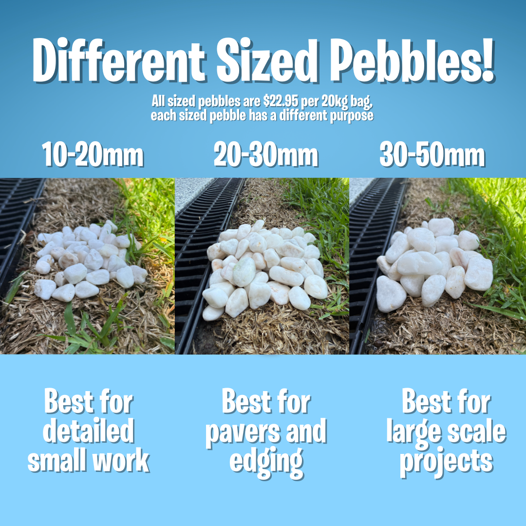 Snow White Pebbles - 20kg Bag