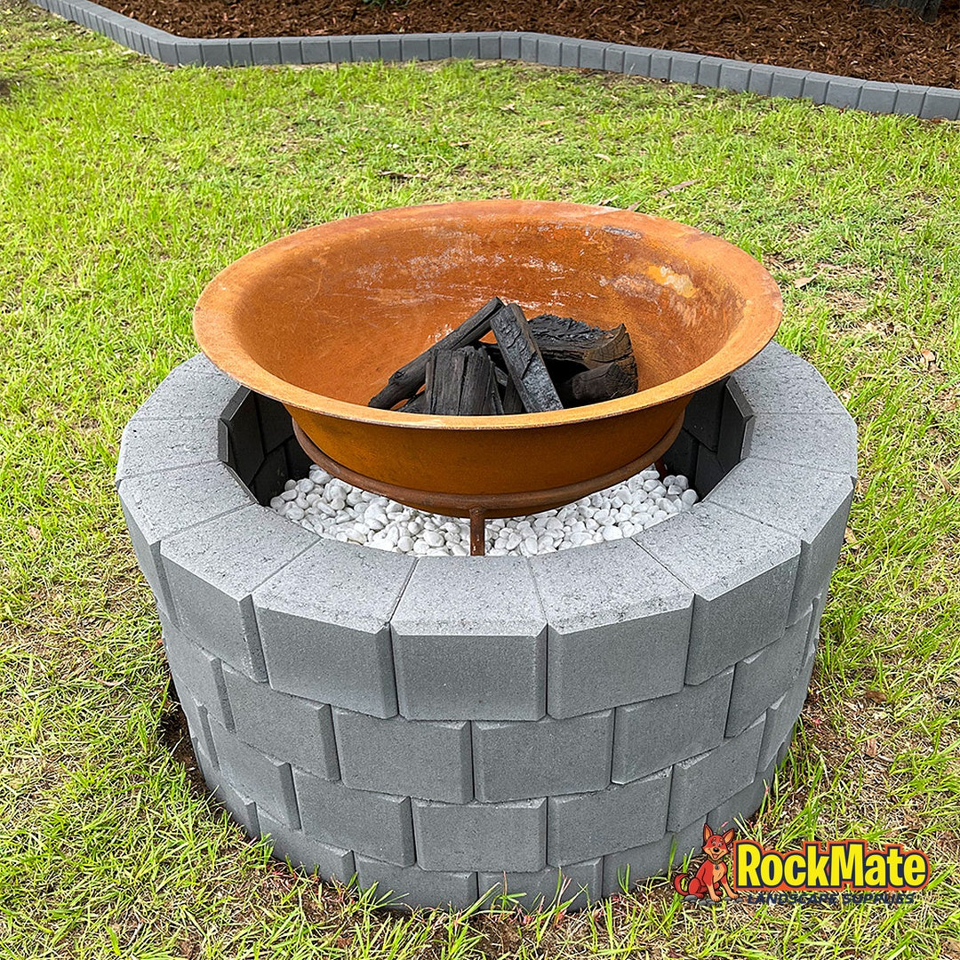 Wedgeblok fire pit surround in Charcoal