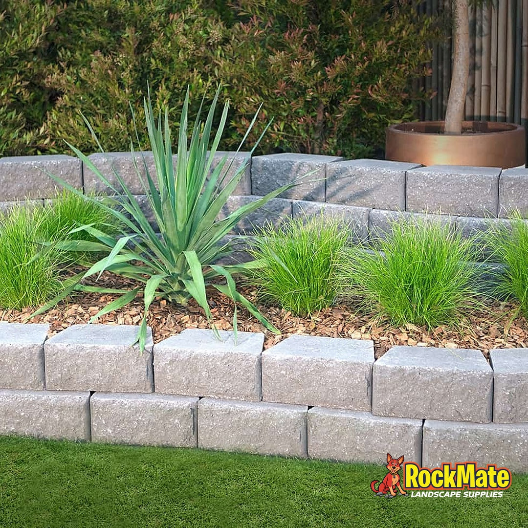 Adbri Masonry Windsor Stone Wall Block - Charcoal installed