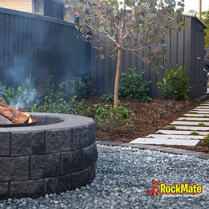 Adbri Masonry Miniwall Garden Wall Block - Charcoal installed