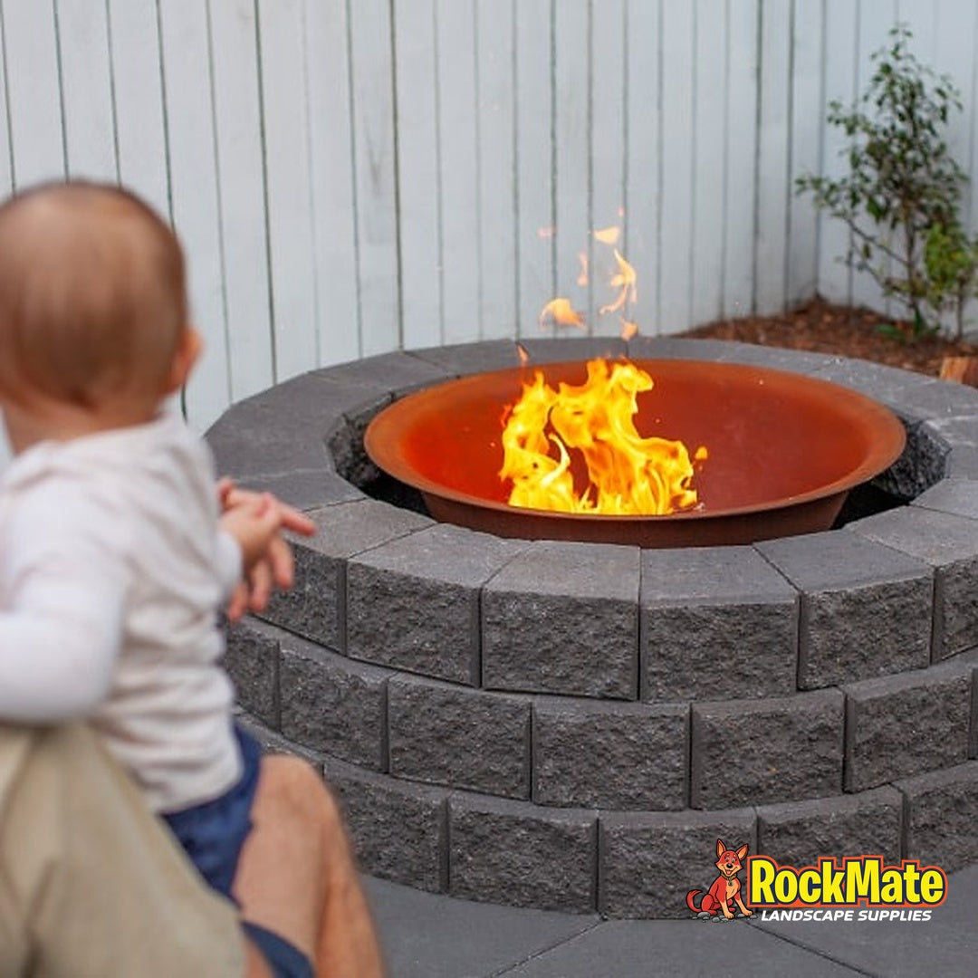 Adbri Masonry Miniwall Garden Wall Block - Charcoal installed
