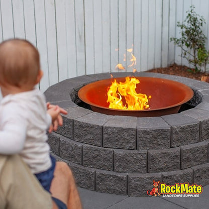 Adbri Masonry Miniwall Garden Wall Block - Charcoal installed