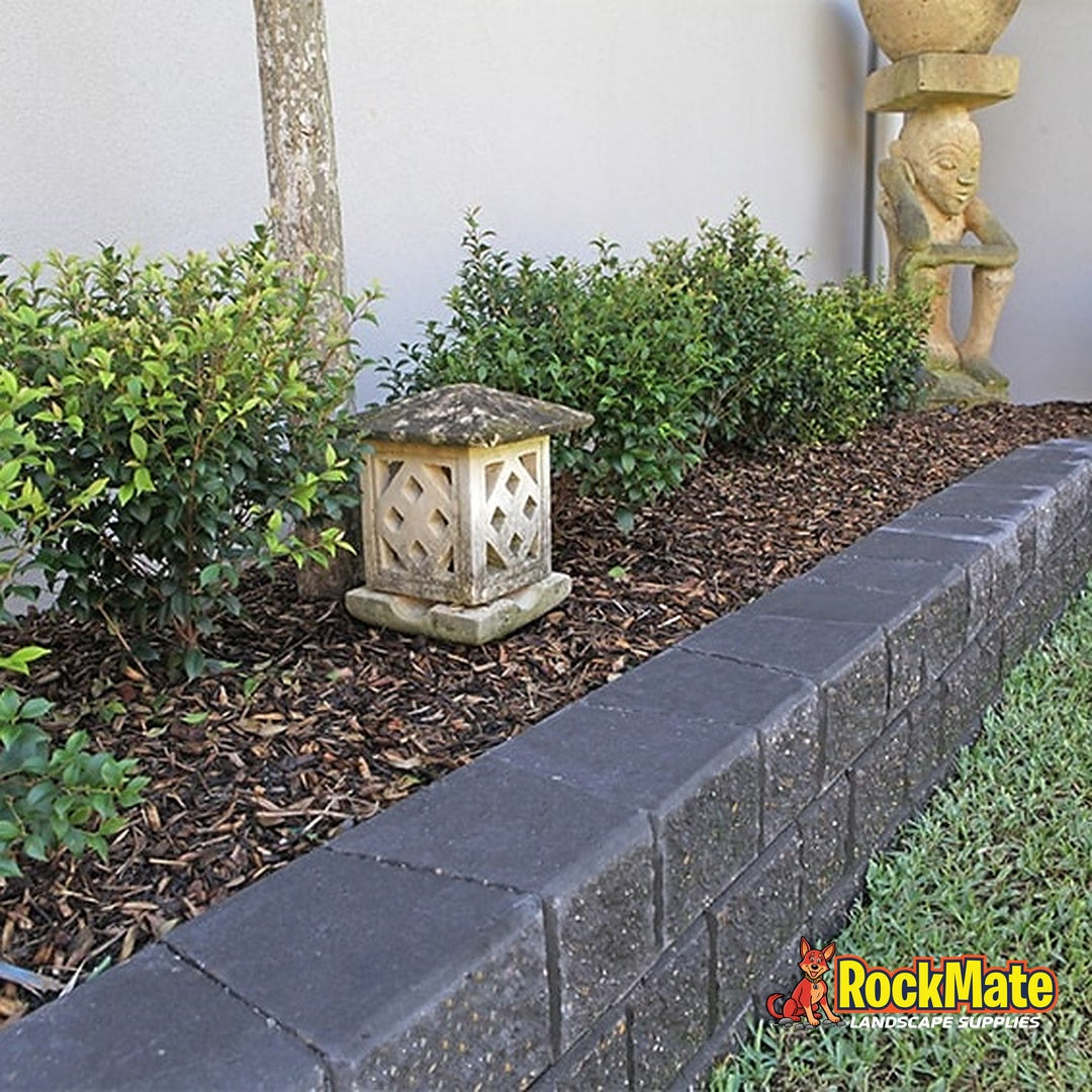 Adbri Masonry Miniwall Garden Wall Block - Charcoal installed
