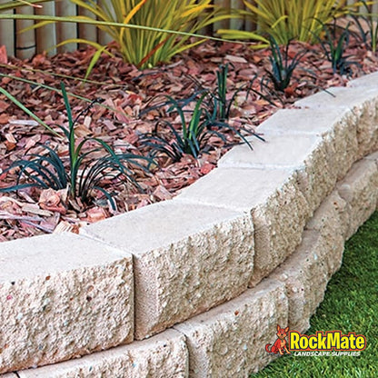 Adbri Masonry Hudson Stone Garden Edging Block - Oatmeal installed
