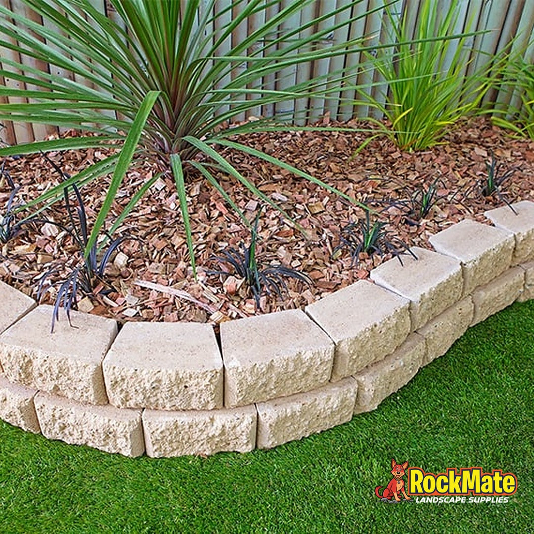 Adbri Masonry Hudson Stone Garden Edging Block - Oatmeal installed