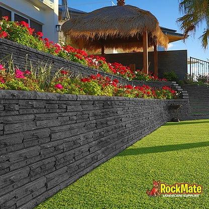 Adbri Masonry Natural Impressions Flagstone Wall Block - Bluestone installed