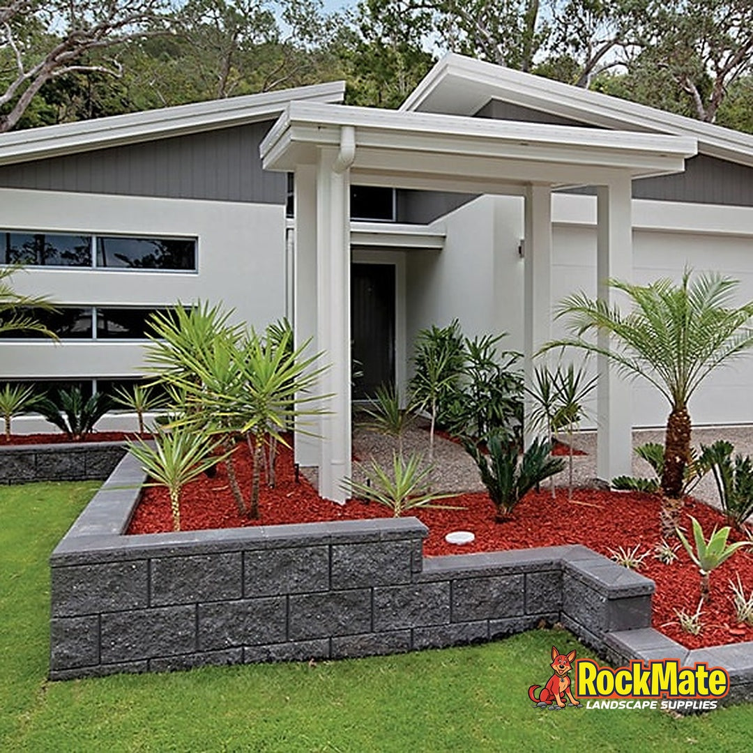 Adbri Masonry Versawall Corner Block - Charcoal installed