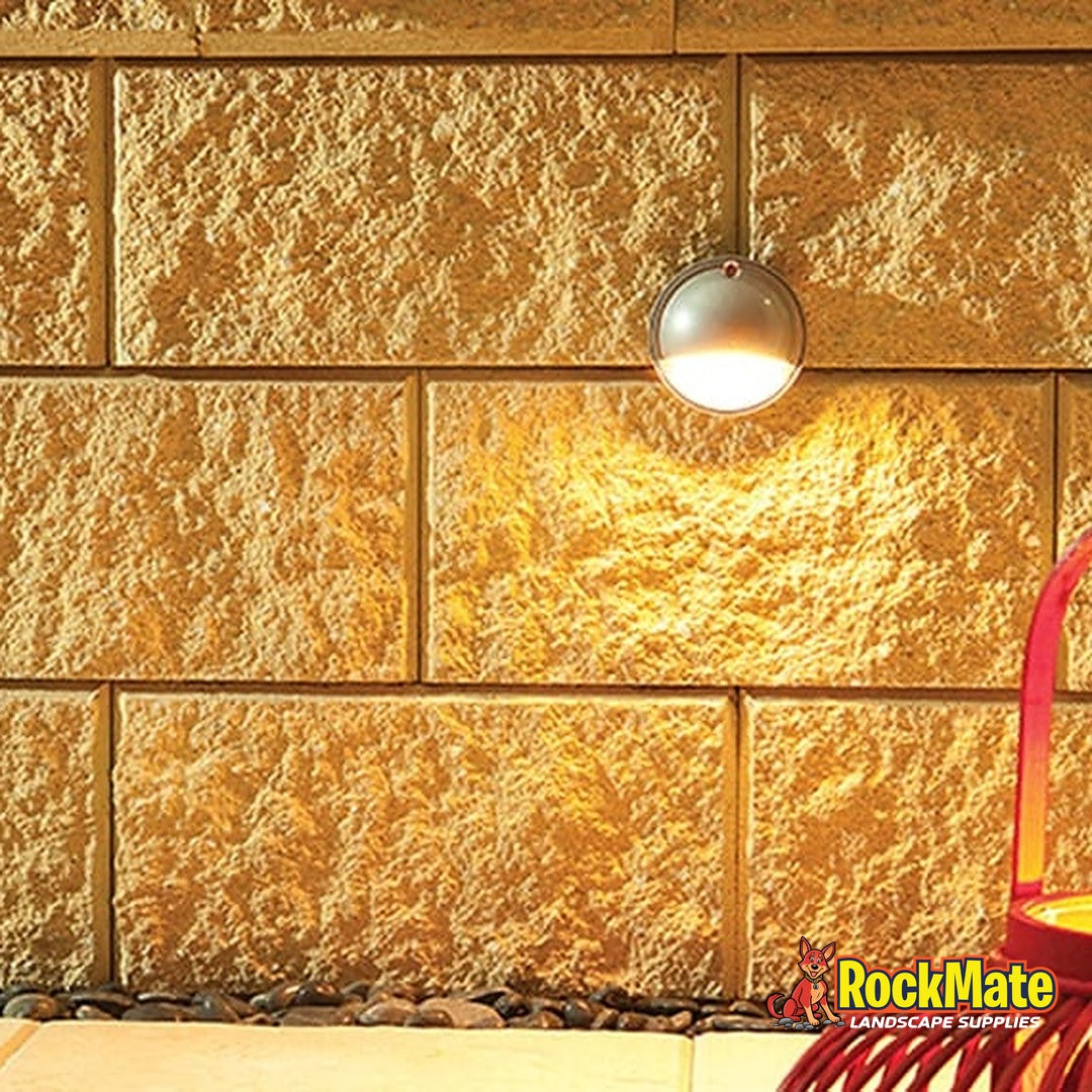 Adbri Masonry Versawall Corner Block - Oatmeal installed