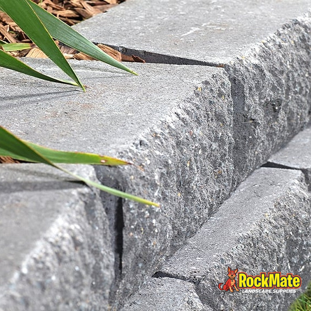 Adbri Masonry Windsor Stone Wall Block - Charcoal installed