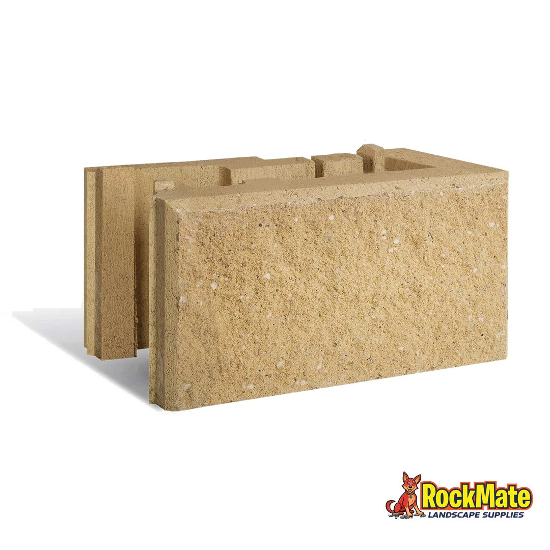 Adbri Masonry Versawall Corner Block - Sunstone, right hand