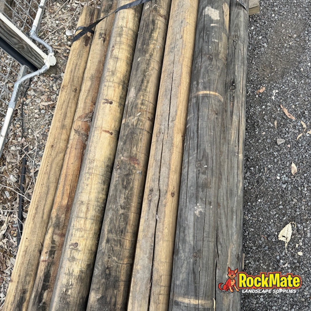 125mm treated pine round logs in 2.4m lengths at the RockMate yard
