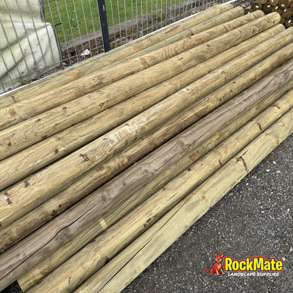 125mm treated pine round logs in 3.0m lengths at the RockMate yard