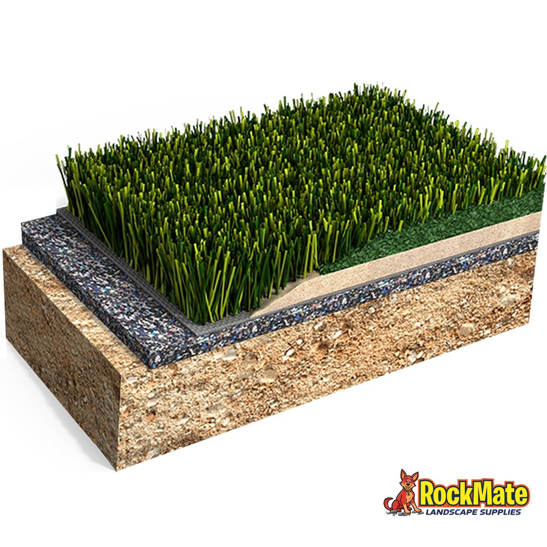 Polytan LigaTurf hybrid football turf system cross section